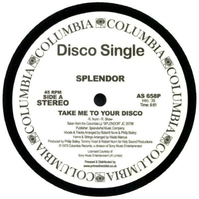 SPLENDOR - Take Me To Your Disco / Special Lady
