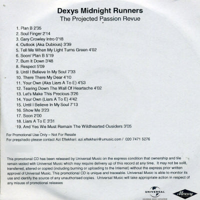 DEXYS MIDNIGHT RUNNERS - The Projected Passion Revue