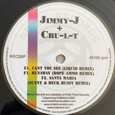 JIMMY J + CRU-L-T - Can't You See / Runaway / Santa Maria (Remixes)