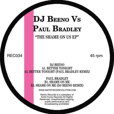 DJ BEENO VS PAUL BRADLEY - The Shame On Us EP