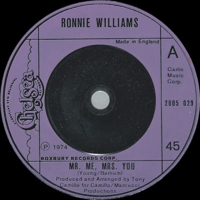 RONNIE WILLIAMS - Mr. Me, Mrs. You / Ain't No Sin To Lie