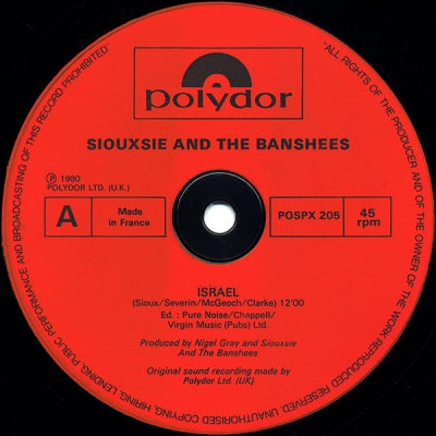 SIOUXSIE AND THE BANSHEES - Israel / Red Over White