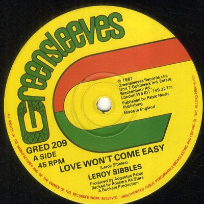 LEROY SIBBLES / JACOB MILLER - Love Won't Come Easy