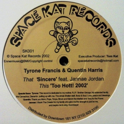 TYRONE FRANCIS & QUENTIN HARRIS - Sincere