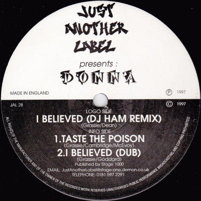 DONNA - I Believed (Remix) / Taste The Poison