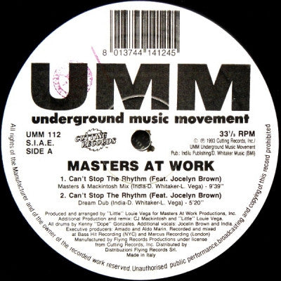 MASTERS AT WORK - Can't Stop The Rhythm / Give It To Me