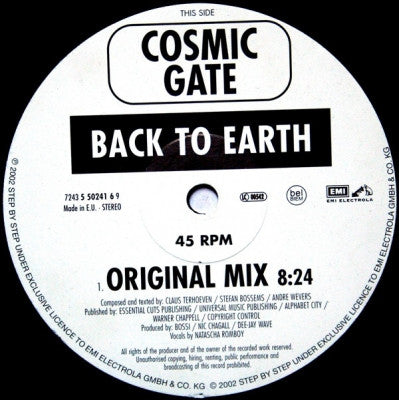 COSMIC GATE - Back To Earth / Hardcore