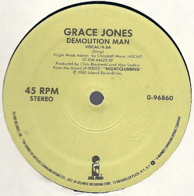 GRACE JONES - Love Is The Drug / Demolition Man