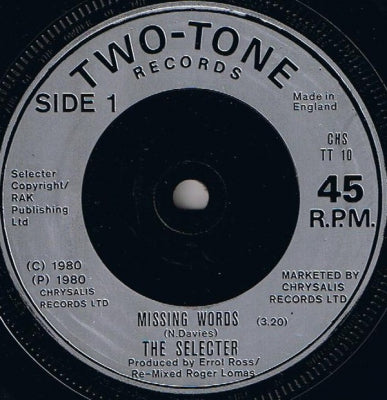 THE SELECTER - Missing Words / Carry Go Bring Home