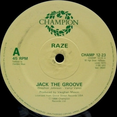 RAZE - Jack The Groove / Jump In Your Dance / Bonus
