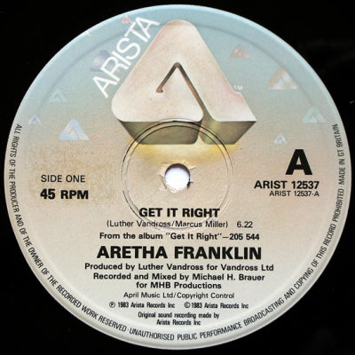 ARETHA FRANKLIN - Get It Right / Jump To It