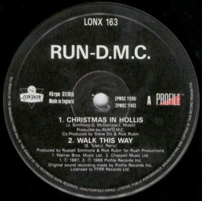 RUN D.M.C - Christmas In Hollis / Walk This Way / Peter Piper / King Of Rock