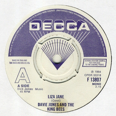 DAVIE JONES AND THE KING BEES - Liza Jane / Louie, Louie Go Home.