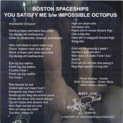 BOSTON SPACESHIPS - You Satisfy Me / Impossible Octopus