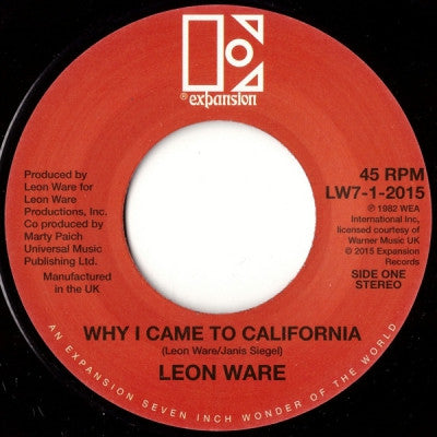 LEON WARE - That's Why I Came to California / Rockin You Eternally