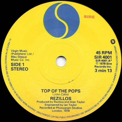 THE REZILLOS - Top Of The Pops / 20,000 Rezillos Under The Sea