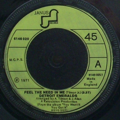 THE DETROIT EMERALDS - Feel The Need In Me / And I Love Her