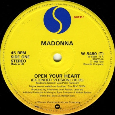 MADONNA - Open Your Heart / Lucky Star