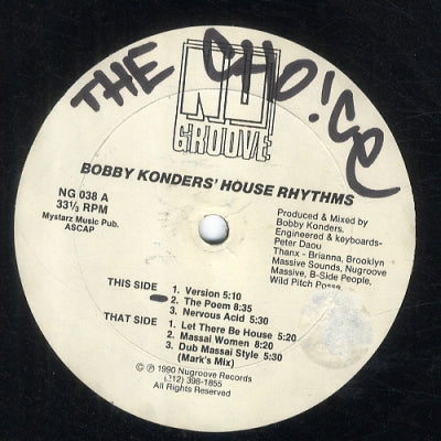 BOBBY KONDERS - House Rhythms feat: Version / The Poem / Nervous Acid / Let There be House / Massai Woman, etc