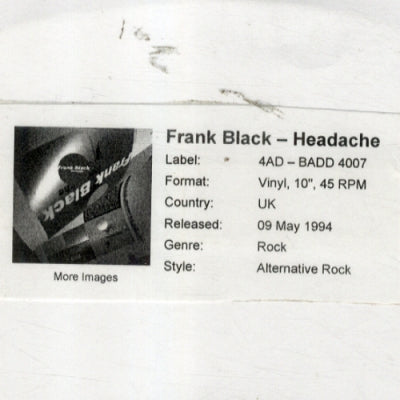 FRANK BLACK  - Headache