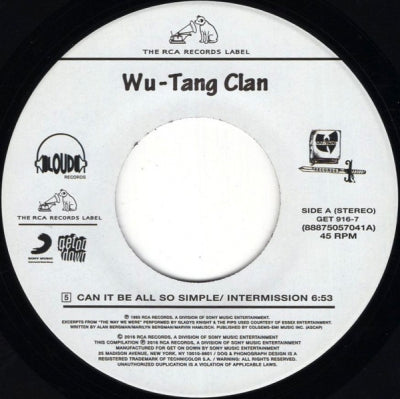 WU-TANG CLAN - Can It All Be So Simple / Da Mystery Of Chessboxin'