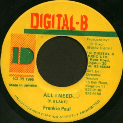 FRANKIE PAUL - All I Need / Version