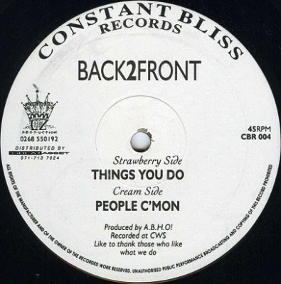 BACK2FRONT - Things You Do / People C'Mon
