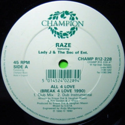 RAZE - All 4 Love (Break 4 Love 1990) / Raze Megamix