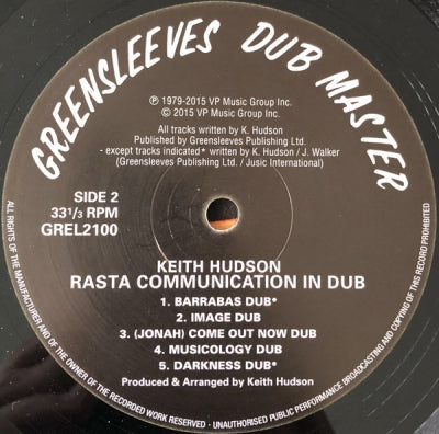 KEITH HUDSON - Rasta Communication In Dub