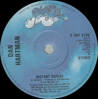 DAN HARTMAN - Instant Replay / Instant Replay (Replayed)