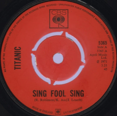 TITANIC - Sing Fool Sing / Sultana