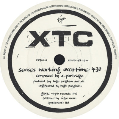 XTC - Senses Working Overtime / Blame The Weather / Tissue Tigers (The Arguers).
