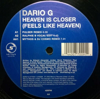 DARIO G - Heaven Is Closer (Feels Like Heaven)