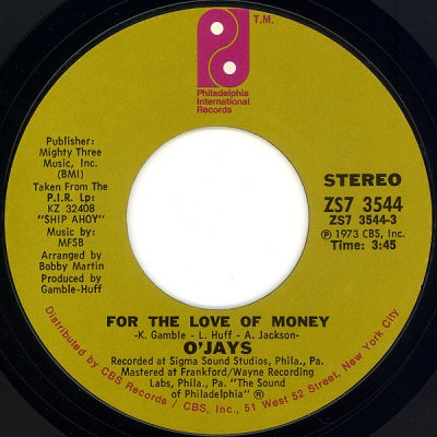 O'JAYS - For The Love Of Money / People Keep Tellin' Me
