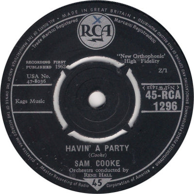 SAM COOKE - Havin' A Party / Bring It On Home To Me