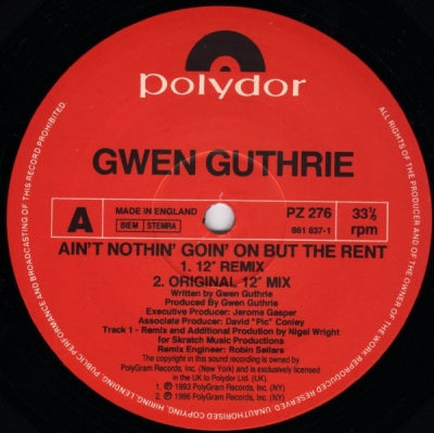 GWEN GUTHRIE - Ain't Nothin Goin' On But The Rent