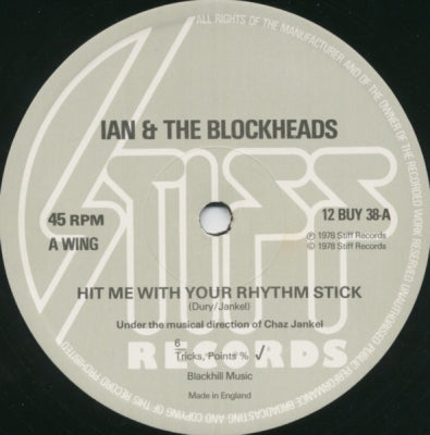 IAN DURY AND THE BLOCKHEADS - Hit Me With Your Rhythm Stick / There Ain't Half Been Some Clever Bastards