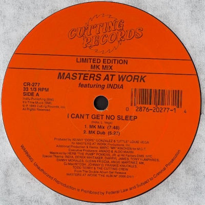 MASTERS AT WORK feat. INDIA - I Can't Get No Sleep / All That