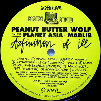 PEANUT BUTTER WOLF - Definition Of Ill With Planet Asia / Madlib