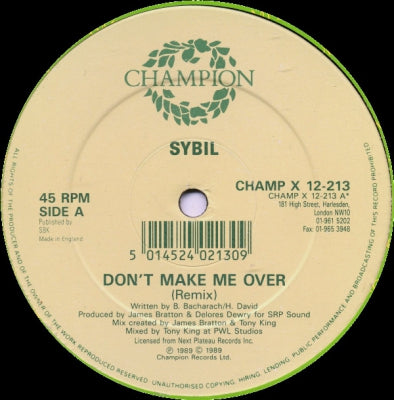 SYBIL - Falling In Love / Don't Make Me Over / My Love Is Guarenteed.