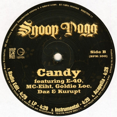 SNOOP DOGG - Vato Featuring B-Real / Candy Faeturing Daz, E-40, Goldie Loc, Kurupt, MC-Eiht