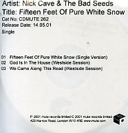 NICK CAVE AND THE BAD SEEDS - Fifteen Feet Of Pure White Snow