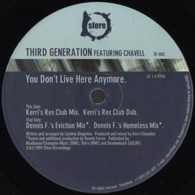 THIRD GENERATION FEATURING CHAVELL - You Don't Live Here Anymore