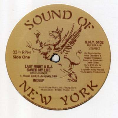 INDEEP - Last Night A D.J. Saved My life / D.J. Delight (sound effects)