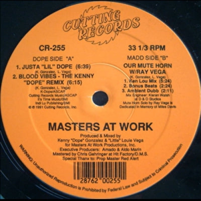 MASTERS AT WORK - Justa "Lil" Dope / Blood Vibes / Our Mute Horn