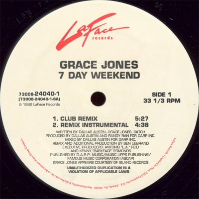 GRACE JONES - 7 Day Weekend