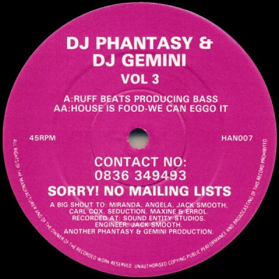 DJ PHANTASY & DJ GEMINI - Vol 3 (Ruff Beats Producing Bass / House Is Food - We Can Eggo It)