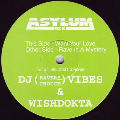 DJ (RAVERS CHOICE) VIBES & WISHDOKTA - Want Your Love / Rave Is A Mystery