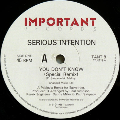 SERIOUS INTENTION - You Don't Know