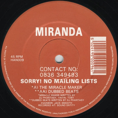 MIRANDA - The Miracle Maker / Dubbed Beats